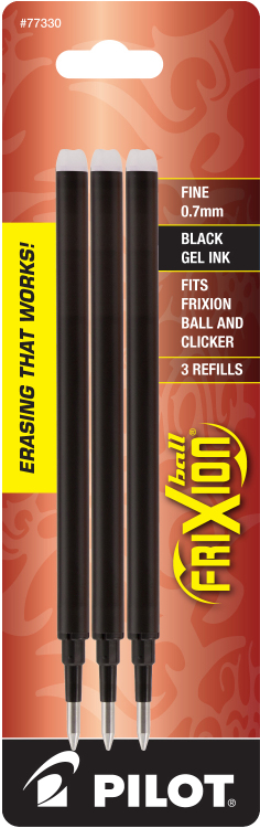 Pilot Frixion Ball and Frixion Clicker refill black, 3 pack