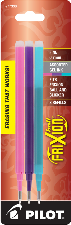 Pilot Frixion Ball and Frixion Clicker refill, 3 colors pack