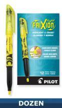 Pilot Frixion Light highlighter with erasable Ink, Yellow, Dozen Box