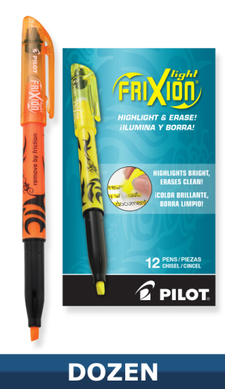 Pilot Frixion Light highlighter with erasable Ink, Orange, Dozen Box