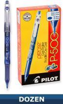 Pilot P500 Precise Rolling Ball Stick pen, Blue Gel Ink, Dozen Box
