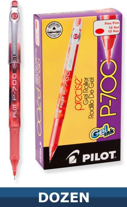 Pilot P700 Precise Rolling Ball Stick pen, Red Gel Ink, Dozen Box