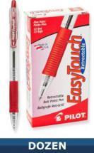 Pilot EasyTouch Retractable Ball Point Red pen, Dozen Box