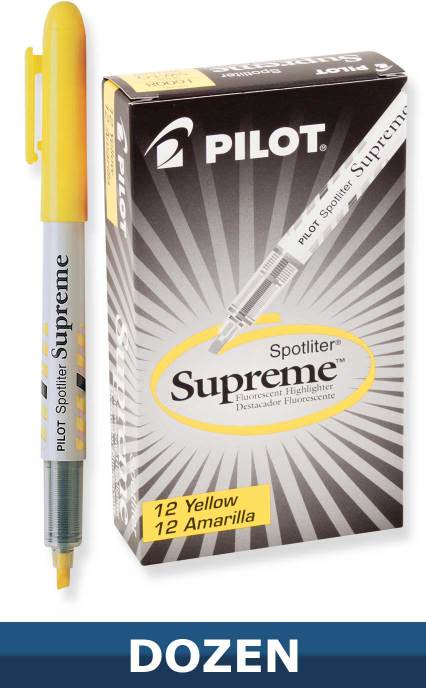 Pilot Spotliter Supreme Highlighter, Yellow, Dozen Box