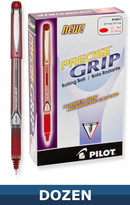 Pilot Precise Grip Rolling Ball Stick pen, Red, Dozen Box