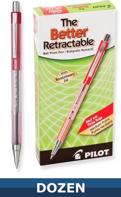 Pilot Better Retractable Ball Point pen, Red, Dozen Box
