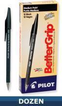 Pilot Better Grip Ball Point Stick pen, Black, Dozen Box