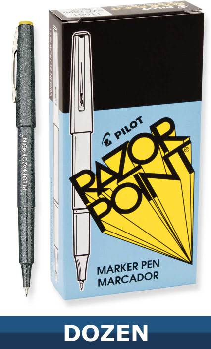 Pilot Razor Point Marker pen, Black, Dozen Box