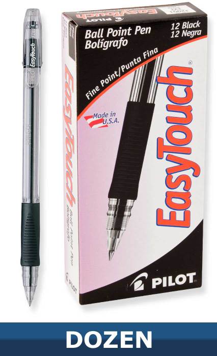 Pilot EasyTouch Ball point Stick pen, Black, Dozen Box
