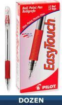 Pilot EasyTouch Ball point Stick pen, Red, Dozen Box
