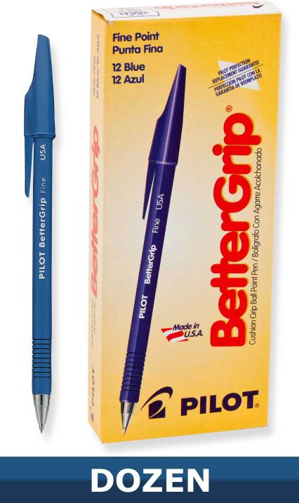 Pilot Better Grip Ball Point Stick pen, Blue, Dozen Box