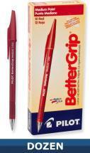Pilot Better Grip Ball Point Stick pen, Red, Dozen Box