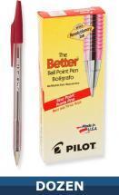Pilot Better Ball Point Stick pen, Red, Dozen Box