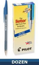 Pilot Better Ball Point Stick pen, Blue, Dozen Box