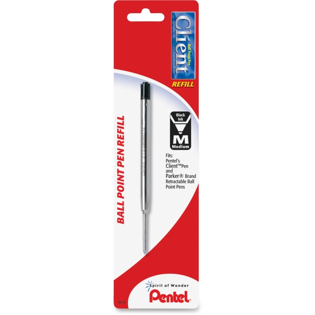 Pentel Refill for Pentel Client Ballpoint Pen, Medium, Black