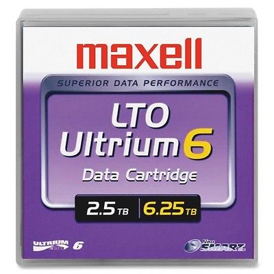Maxell 1/2" Ultrium LTO-6 Cartridge, 2776 Ft, 2.5TB