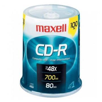 Maxell CD-R Discs, 700MB/80min, 48x, Spindle, 100/Pack