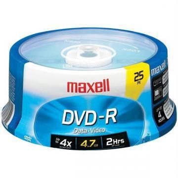 Maxell DVD-R Discs, 4.7GB, 16x, Spindle, Gold, 25/Pack
