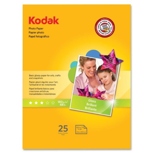 Kodak Photo Paper, Glossy, 8-1/2 x 11, 25 Sheets/Pack