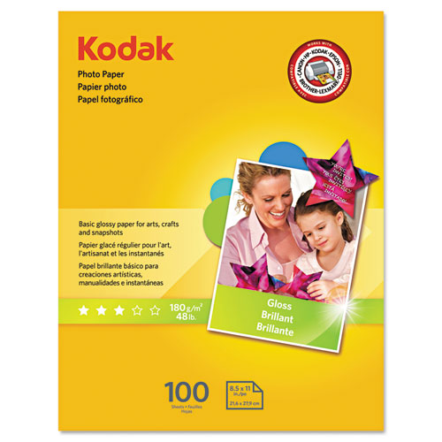 Kodak Photo Paper, Glossy, 8-1/2 x 11, 100 Sheets/Pack