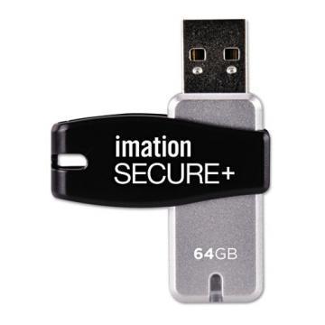 Imation Secure+ Hardware-Encrypted USB 2.0 Flash Drive, 64 GB