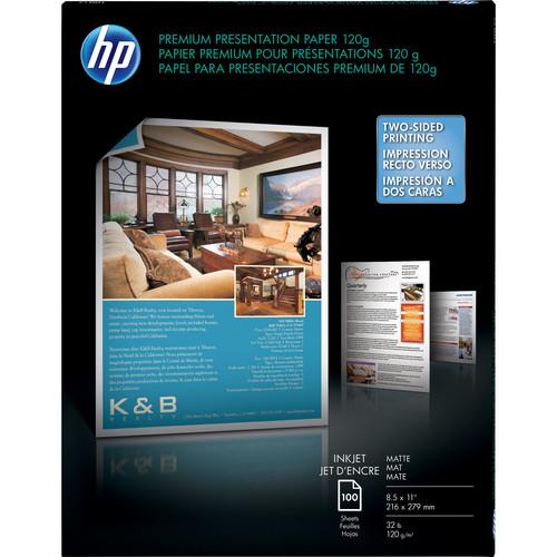 HP Premium Inkjet Matte Presentation Paper, 8-1/2 x 11, 100 Sheets