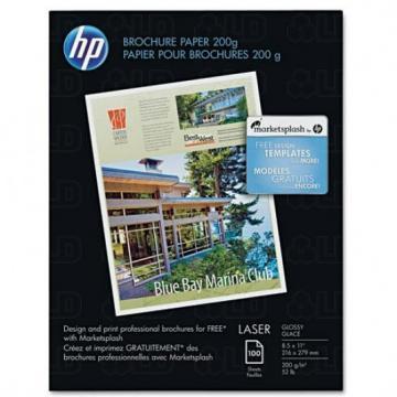 HP Laser Brochure Paper, Glossy, 8-1/2 x 11, 100 Sheets