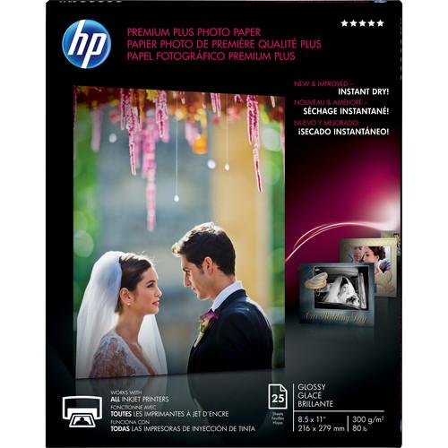 HP Premium Plus Photo Paper, Glossy, 8-1/2 x 11, 25 Sheets