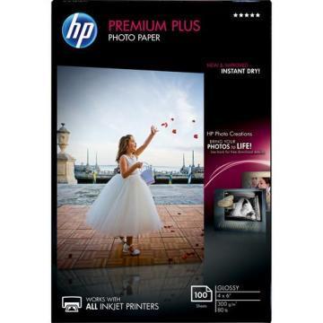 HP Premium Plus Photo Paper, Glossy, 4 x 6, 100 Sheets