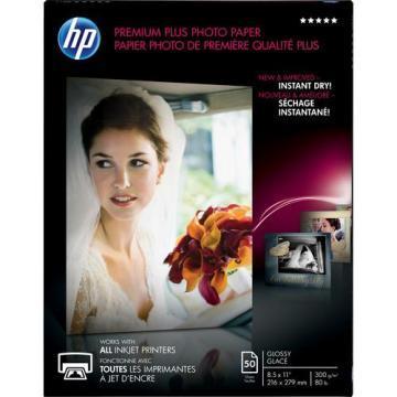 HP Premium Plus Photo Paper, Glossy, 8-1/2 x 11, 50 Sheets