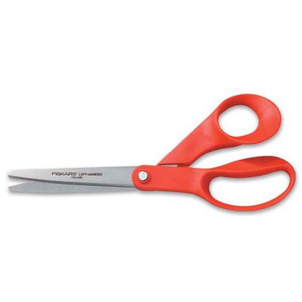 Fiskars Our Finest Left-Hand Scissors, 8" Length, 3-3/10" Cut, Red