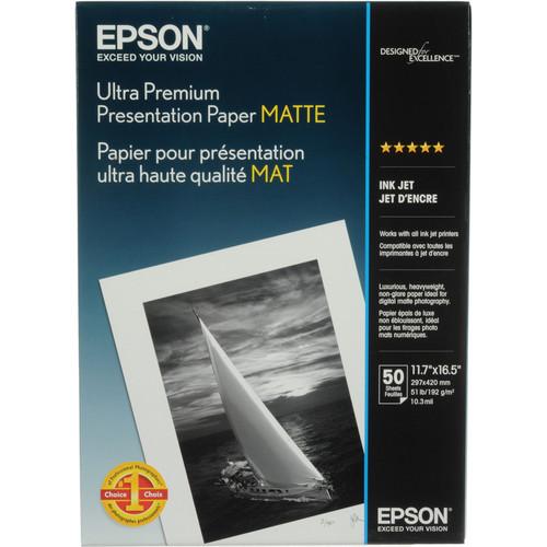 Epson Ultra Premium Matte Presentation Paper, 11-3/4 x 16-1/2, 50/Pack