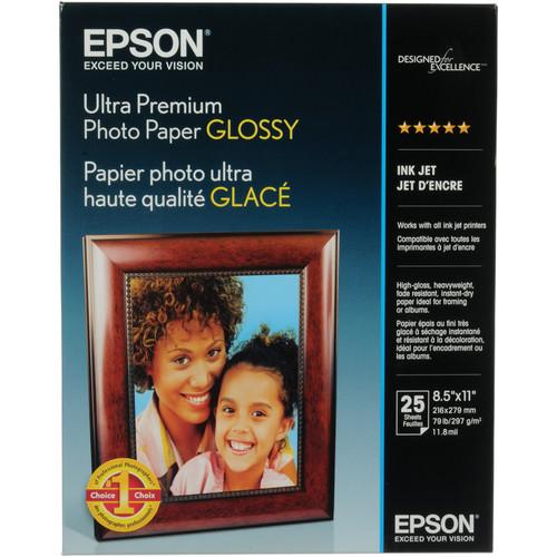 Epson Ultra-Premium Glossy Photo Paper, 8-1/2 x 11, 25 Sheets