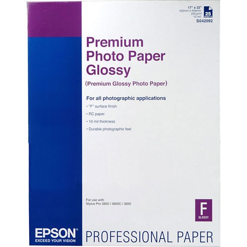 Epson Premium Photo Paper, High-Gloss, 17 x 22, 25 Sheets