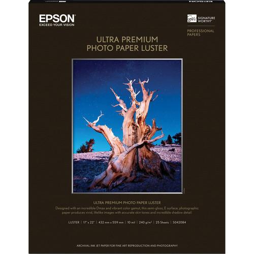 Epson Ultra Premium Photo Paper, Luster, 17 x 22, 25 Sheets