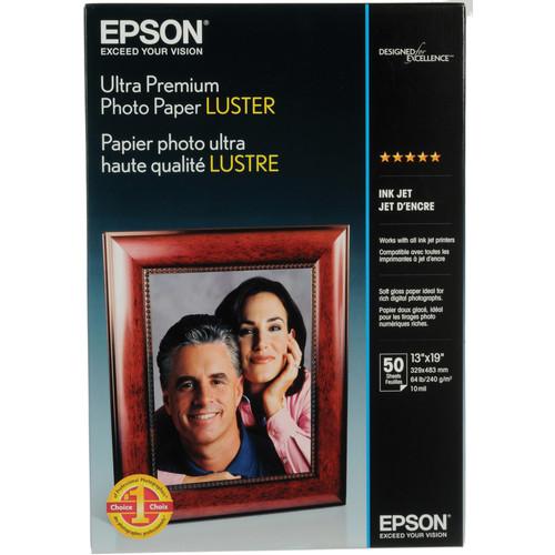 Epson Ultra Premium Photo Paper, Luster, 13 x 19, 50 Sheets