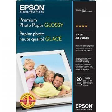 Epson Premium Photo Paper, High-Gloss, 11 x 17, 20 Sheets