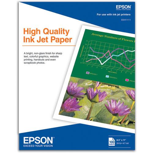 Epson High Quality Inkjet Paper, Matte, 8-1/2 x 11, 100 Sheets