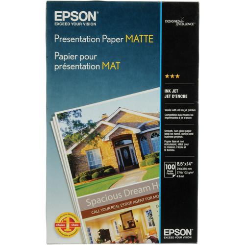 Epson Matte Presentation Paper, Matte, 8-1/2 x 14, 100 Sheets