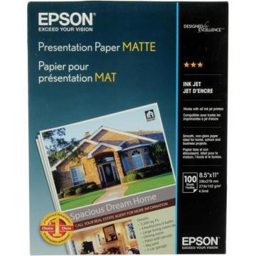 Epson Matte Presentation Paper, Matte, 8-1/2 x 11, 100 Sheets
