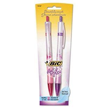 BIC For Her Retractable Gel Pen, .7mm, Medium, Pink/Purple