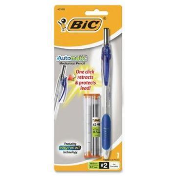 BIC Automatic Mechanical Pencil, 0.7mm, Clear/Blue