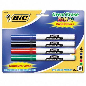 BIC Great Erase Bold Pocket-Style Dry Erase Markers, Fine Tip, Blue