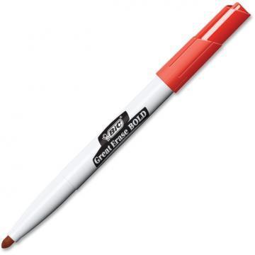 BIC Great Erase Bold Pocket-Style Dry Erase Markers, Fine Tip, Red