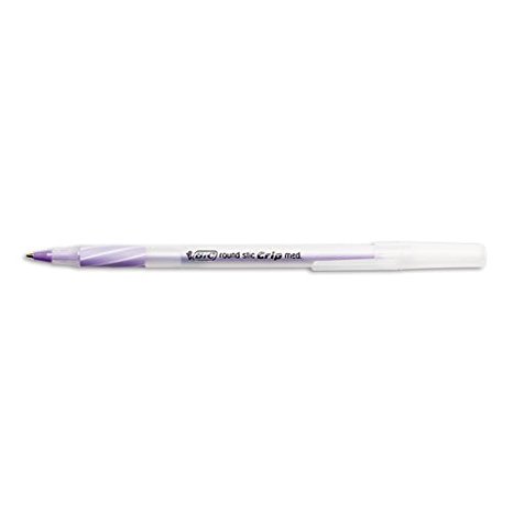BIC Round Stic Grip Xtra Comfort Ballpoint Pen, Pink Ink, 1.2mm, Medium