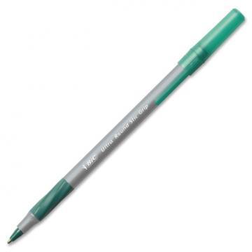 BIC Round Stic Grip Xtra Comfort Ballpoint Pen, Green Ink, 1.2mm, Medium