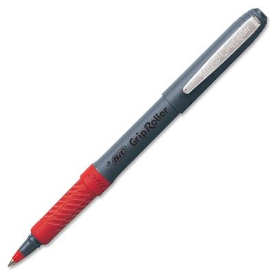 BIC Grip Stick Roller Ball Pen, Red Ink, .5mm, Micro Fine
