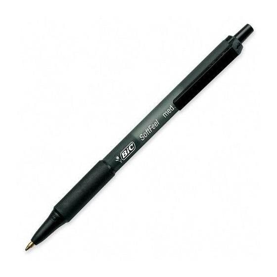 BIC Soft Feel Ballpoint Retractable Pen, Black Ink, 1mm