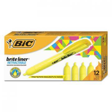 BIC Brite Liner Retractable Highlighter, Chisel Tip, Fluorescent Yellow