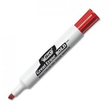 BIC Great Erase Bold Tank-Style Dry Erase Marker, Chisel Tip, Red